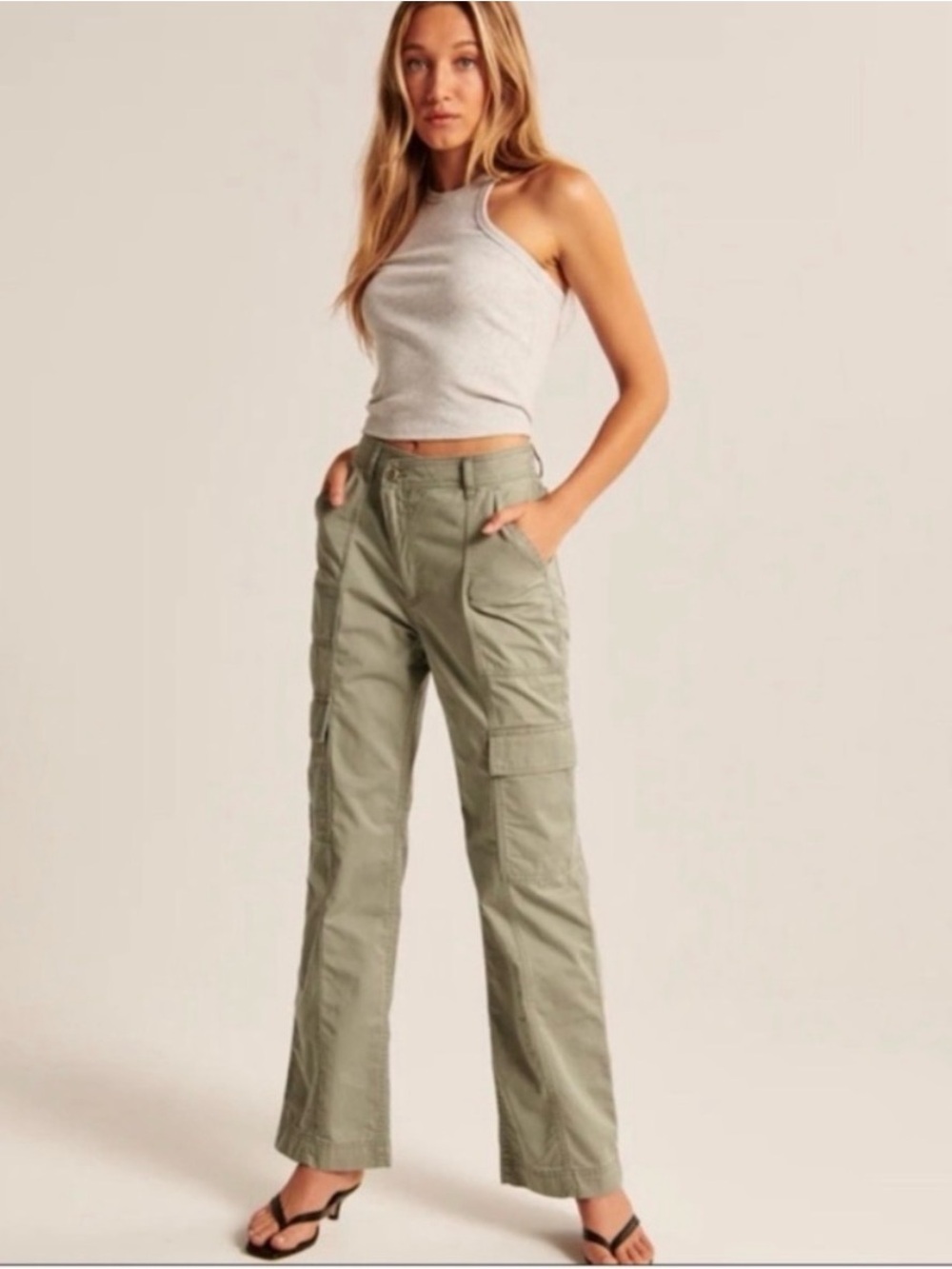 Abercrombie & Fitch Olive Utility Wide-Leg Cargo Pants